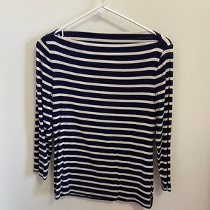 Navy stripe boat neck shirt